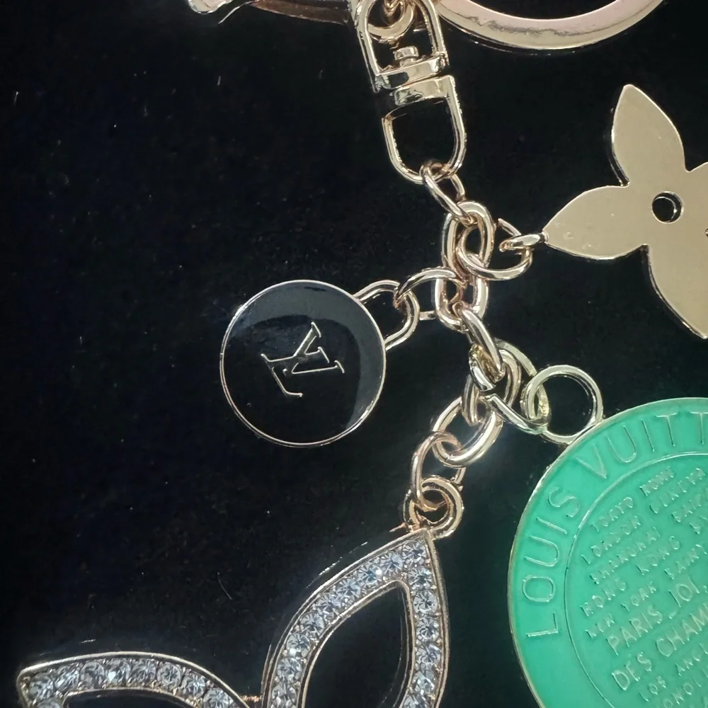 Gold and‎ Mint Green Bag Charm Keychain